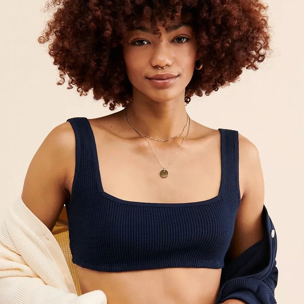 Onia By ANTHROPOLOGIE | Waffle Knit Bralette Women’s Dark Navy Blue